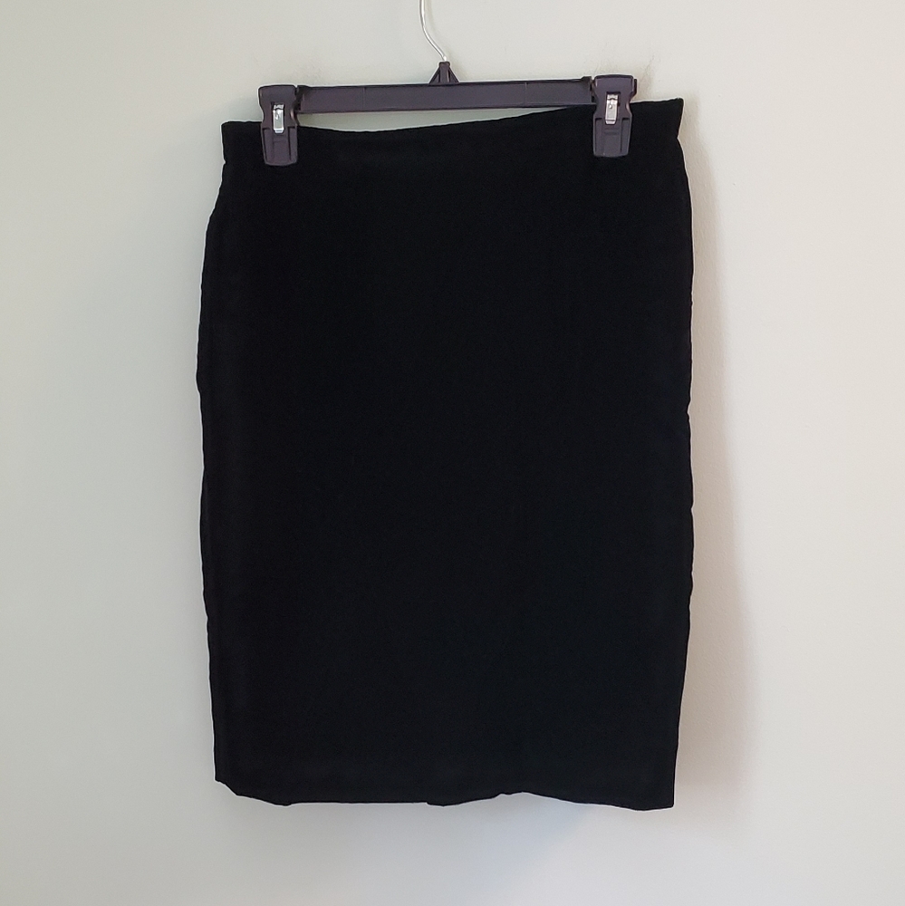 VINTAGE CHRISTIAN DIOR 80s Designer Black Velvet Knee-Length Skirt Est. Medium - Picture 4 of 7